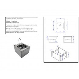 Lavatório de Mãos em Aço Inox com Acionamento por coxa – Construinox